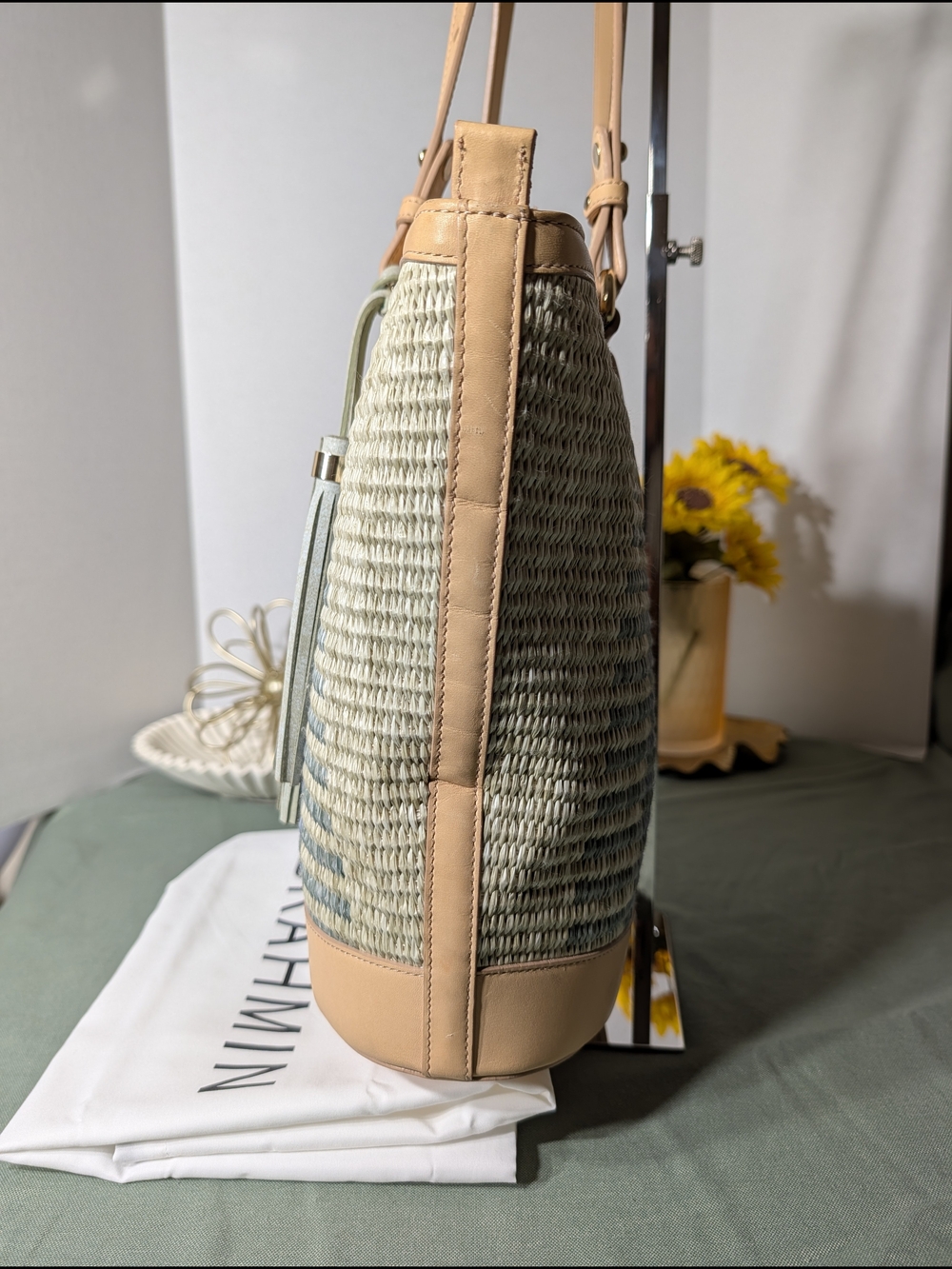 BRAHMIN Woven Tote with Vachetta Leather Trim - Picture 9 of 16